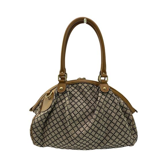 Gucci Sukey Medium Satchel 223974 Beige Diamante Canvas Leather Trim - Picture 5 of 16